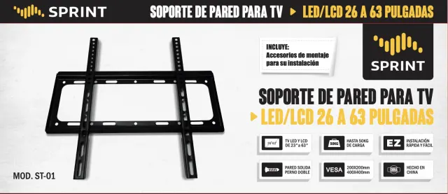 SOPORTE TV FIJO HASTA 63"