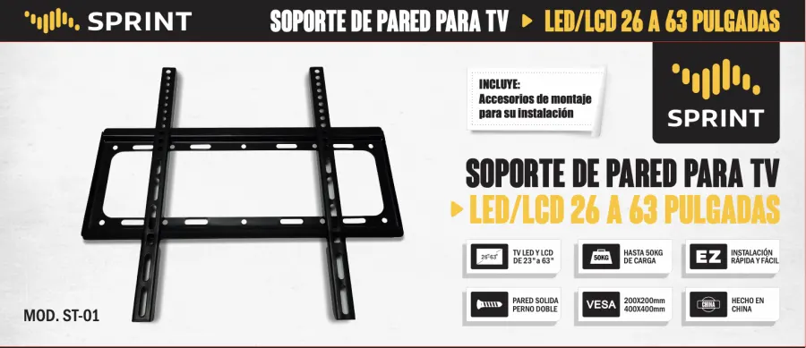SOPORTE TV FIJO HASTA 63"