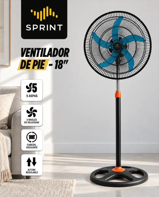 VENTILADOR DE PIE 1 EN 1 18"
95W